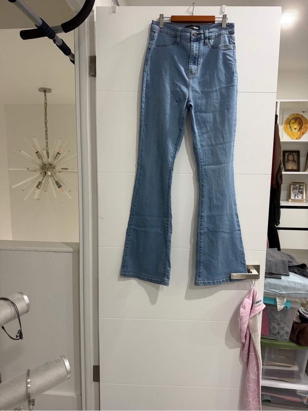 Fashion Nova Light Blue High-Rise Flare Jeans